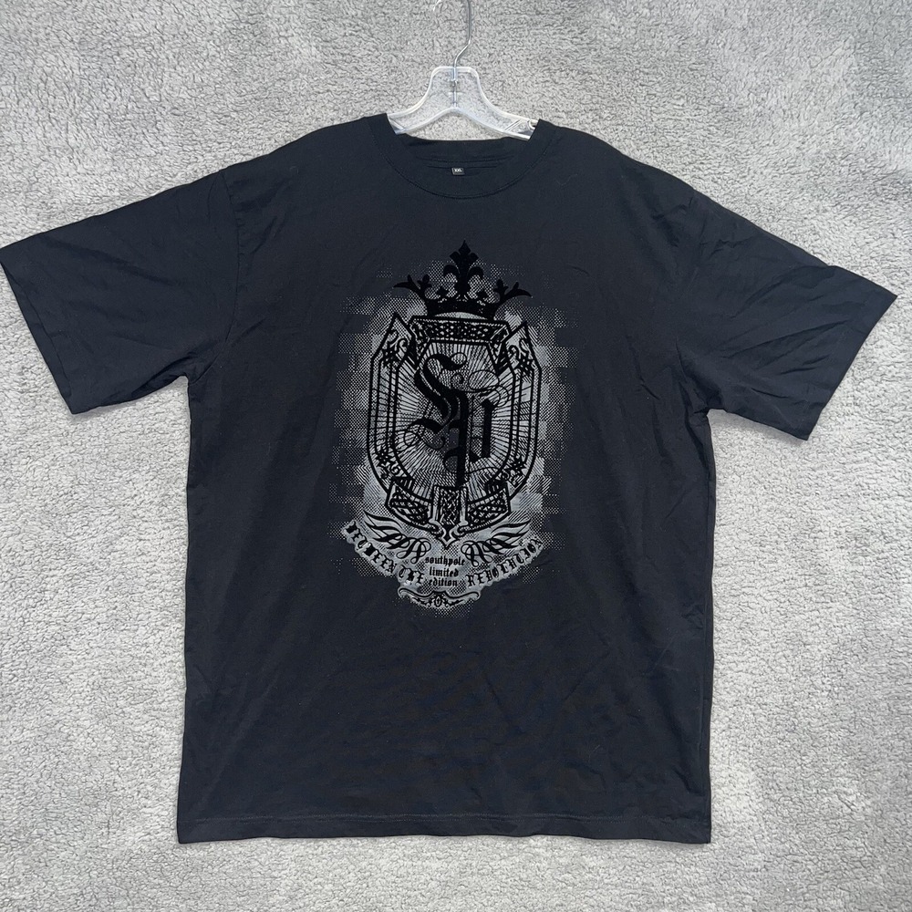 VTG Southpole Premium Shirt Men's 2XL XXL Black Velvet Urban Graphic 90s Pole